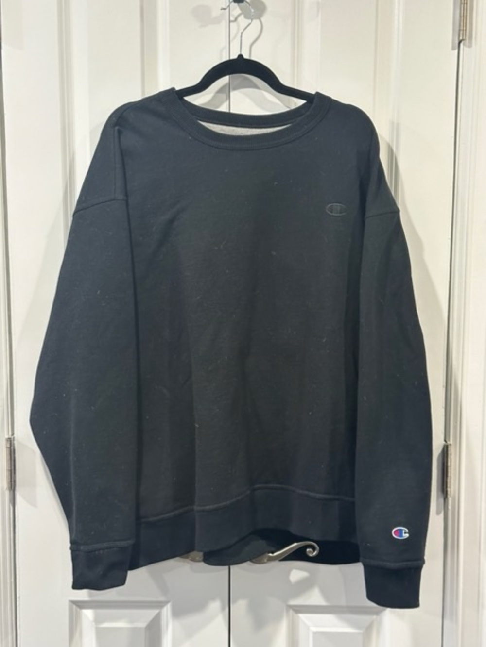 Champion Gray Crewneck Sweatshirt with Embroidered Logo